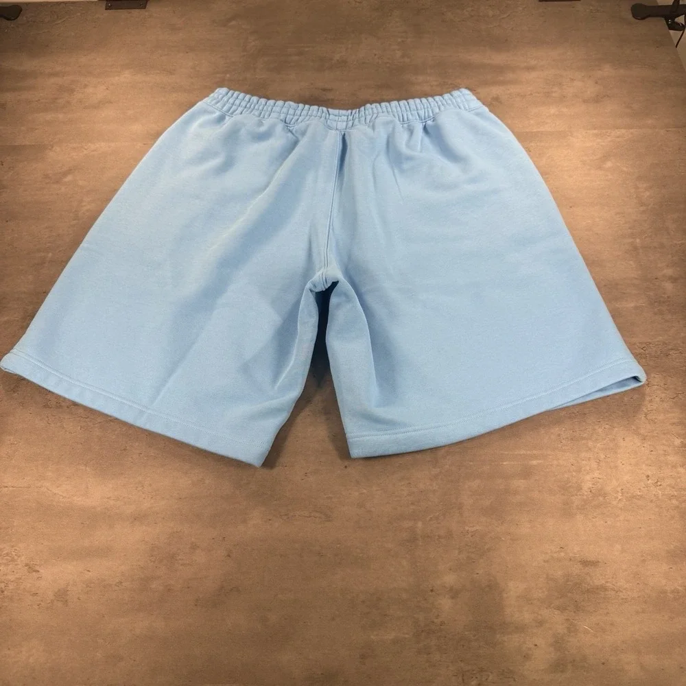 Adidas Fleece Sweat Shorts Men XL Light Baby Blue Essential Baggy Wide Leg Gym‎